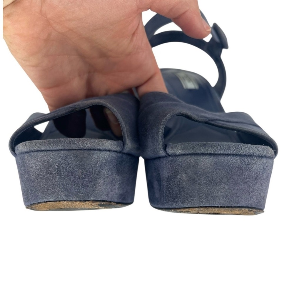 Prada Suede Crisscross Platform Sandals in Blue Size 40.5 - Picture 11 of 16